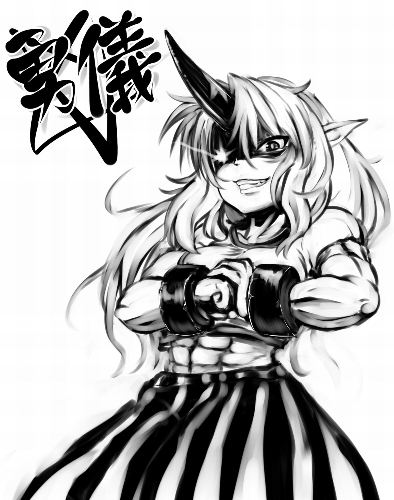 черно белая аниме картинка девушки ~ hoshiguma yuugi