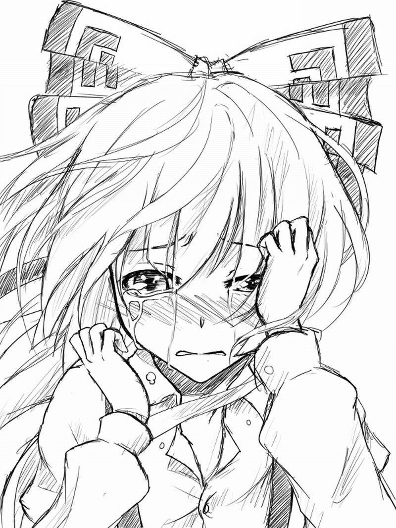 плачущая аниме девушка fujiwara no mokou